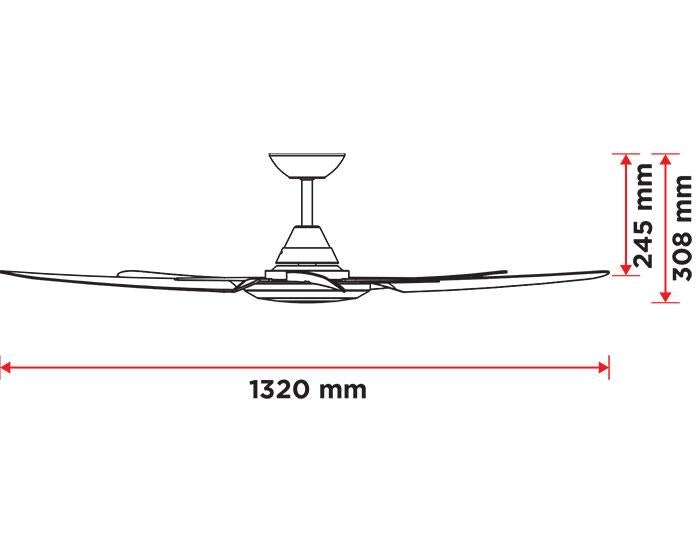 DEKA RANDLE-52 - 5 Blade 1320mm 52" AC Ceiling Fan-DEKA-Ozlighting.com.au