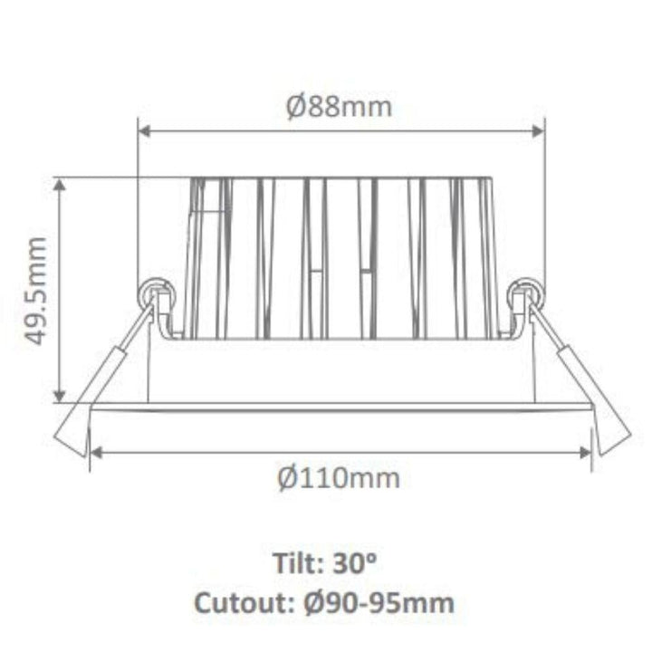 Domus AQUA-13-TILT - 13W LED Single Colour Dimmable Deep Face Tiltable Wet Area Downlight IP65 Black-Domus Lighting-Ozlighting.com.au