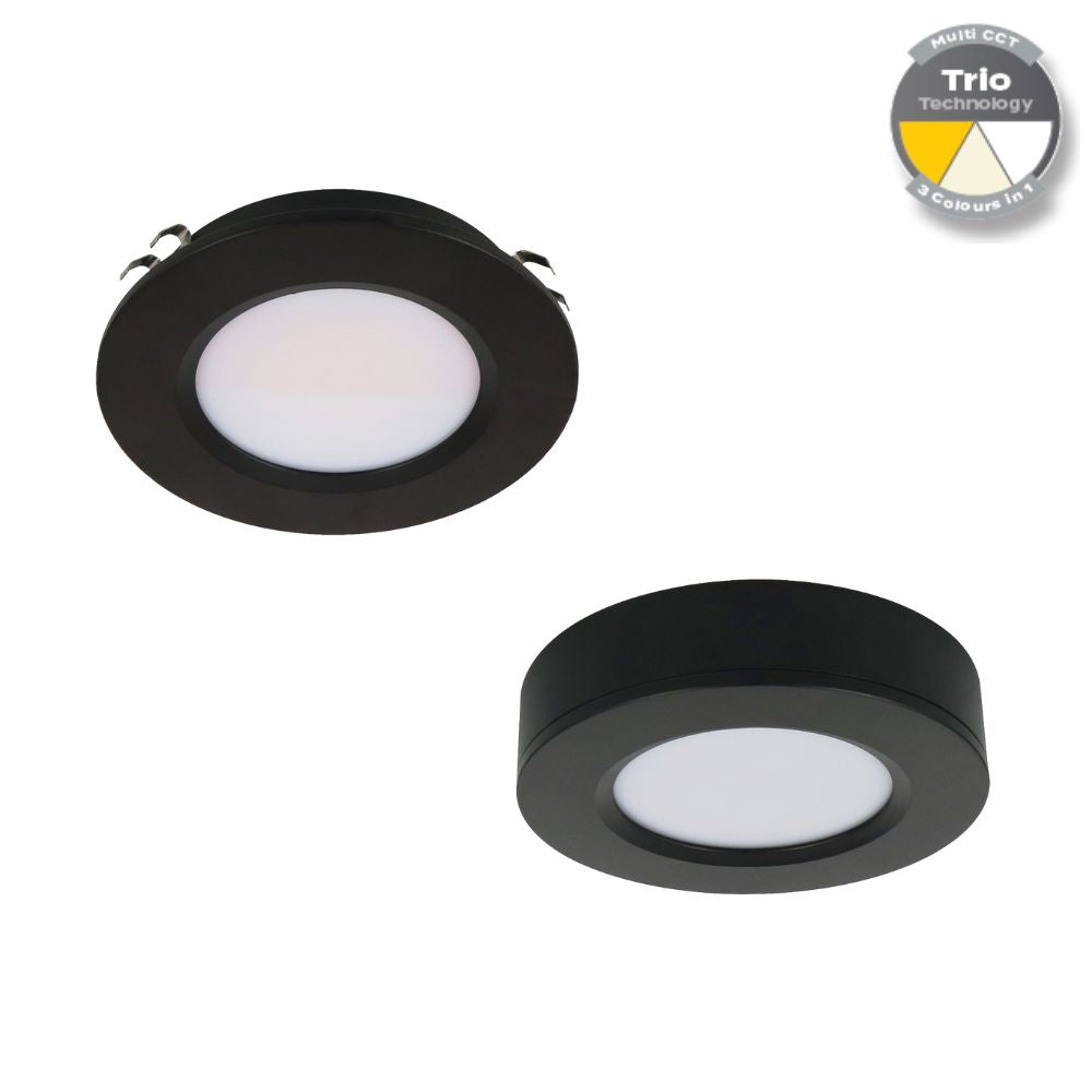 Domus ASTRA-TRIO - 3.6W 12V Tri-Colour Switchable Recessed/Surface Mounted LED Cabinet Light - DRIVER REQUIRED-Domus Lighting-Ozlighting.com.au