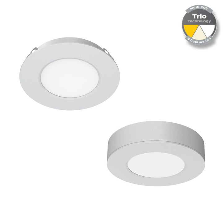 Domus ASTRA-TRIO - 3.6W 12V Tri-Colour Switchable Recessed/Surface Mounted LED Cabinet Light - DRIVER REQUIRED-Domus Lighting-Ozlighting.com.au