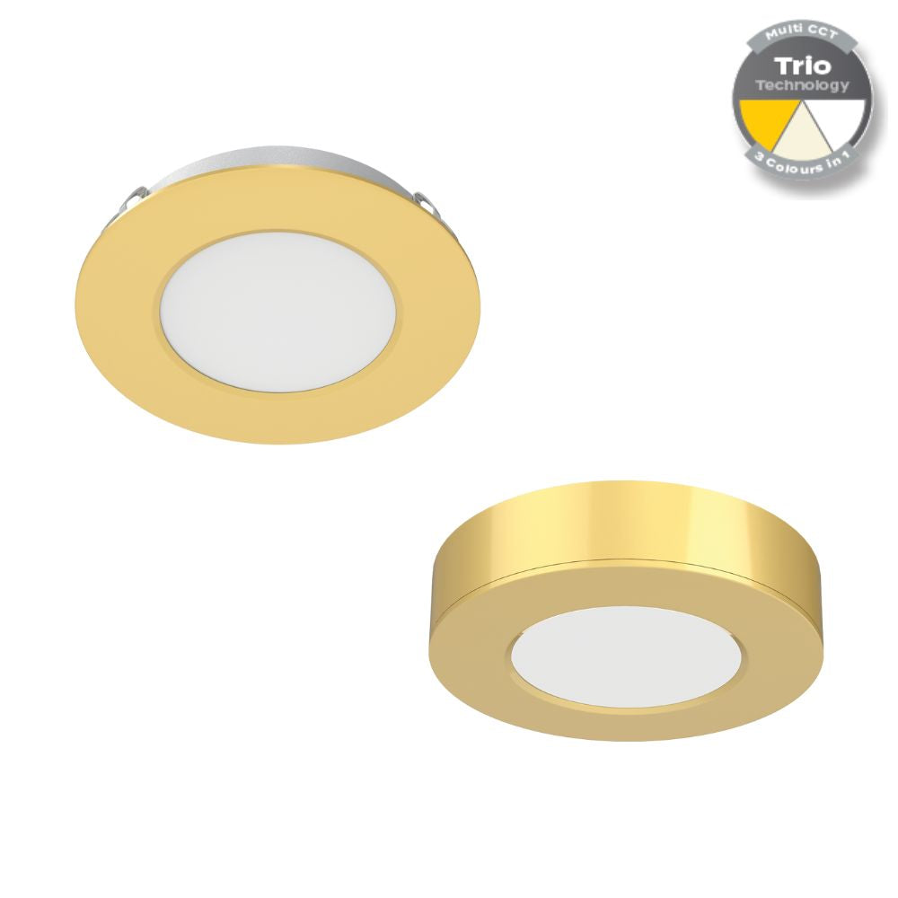 Domus ASTRA-TRIO - 3.6W 12V Tri-Colour Switchable Recessed/Surface Mounted LED Cabinet Light - DRIVER REQUIRED-Domus Lighting-Ozlighting.com.au