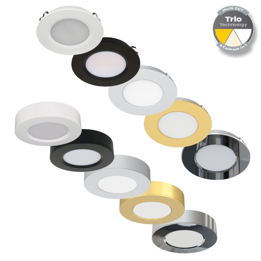 Domus ASTRA-TRIO - 3.6W 12V Tri-Colour Switchable Recessed/Surface Mounted LED Cabinet Light - DRIVER REQUIRED-Domus Lighting-Ozlighting.com.au