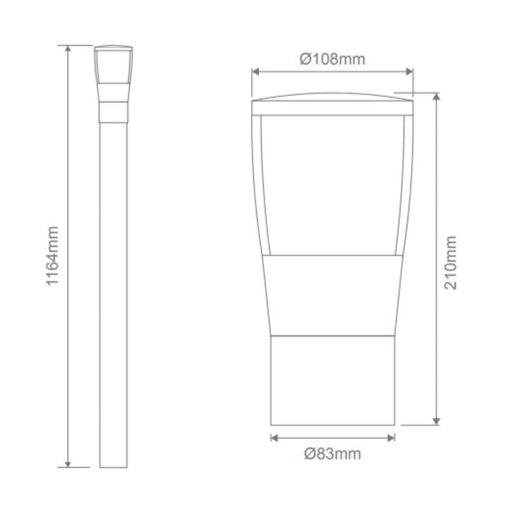 Domus BL-200-1M-KIT - Conical Opal Bollard Head 1M Kit Garden Light Powder Coated Finish-Domus Lighting-Ozlighting.com.au