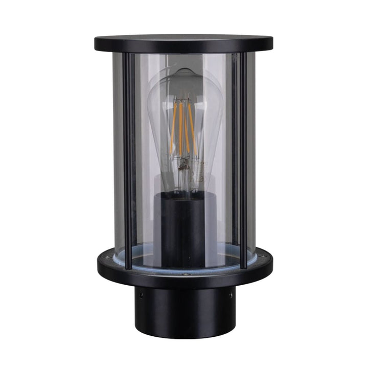 Domus BL-400 - Cylindrical Bollard Head Garden Light Black - Clear/Frost-Domus Lighting-Ozlighting.com.au