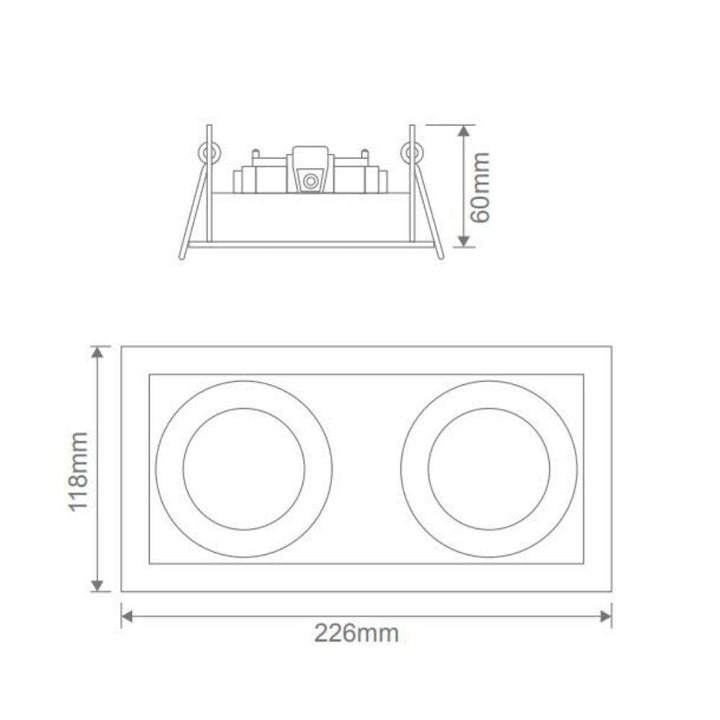 Domus DSL-101/2B - 2 Light Slotter Downlight Frame White-Domus Lighting-Ozlighting.com.au