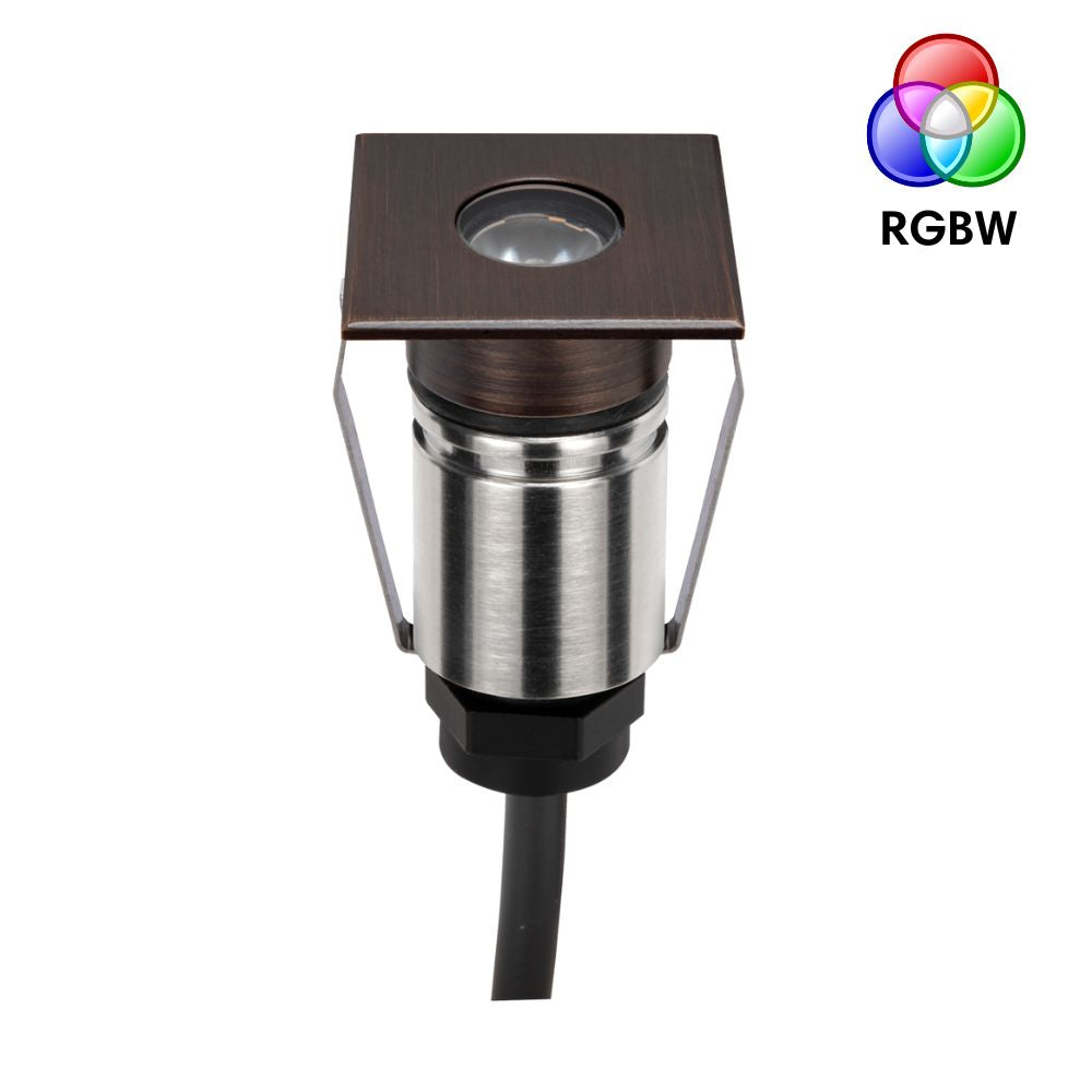 Domus EMIT-25-RGBW-AB - 1W LED 24V DC RGBW Colour Changeable 25mm Micro Recessed Step & Inground Light IP67 Antique Brass - DRIVER REQUIRED-Domus Lighting-Ozlighting.com.au