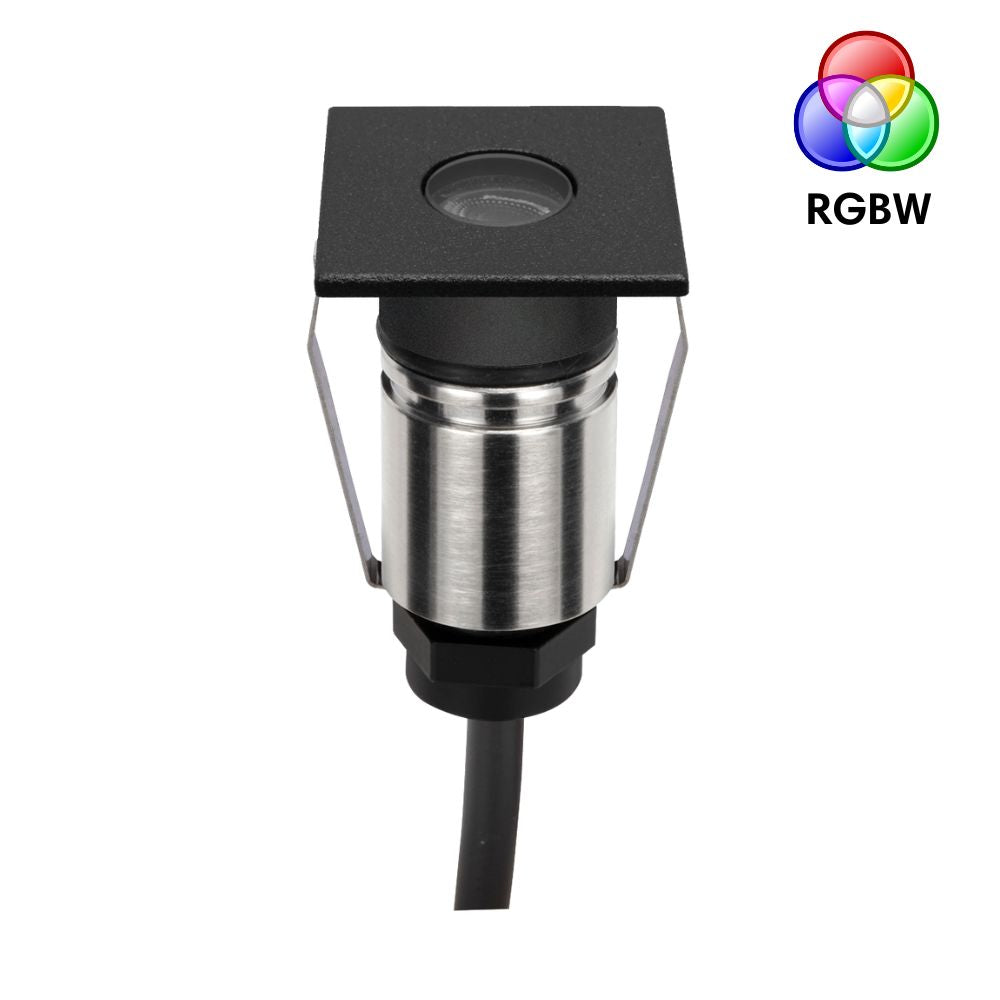 Domus EMIT-25-RGBW-BLK - 1W LED 24V DC RGBW Colour Changeable 25mm Micro Recessed Step & Inground Light IP67 Black - DRIVER REQUIRED-Domus Lighting-Ozlighting.com.au