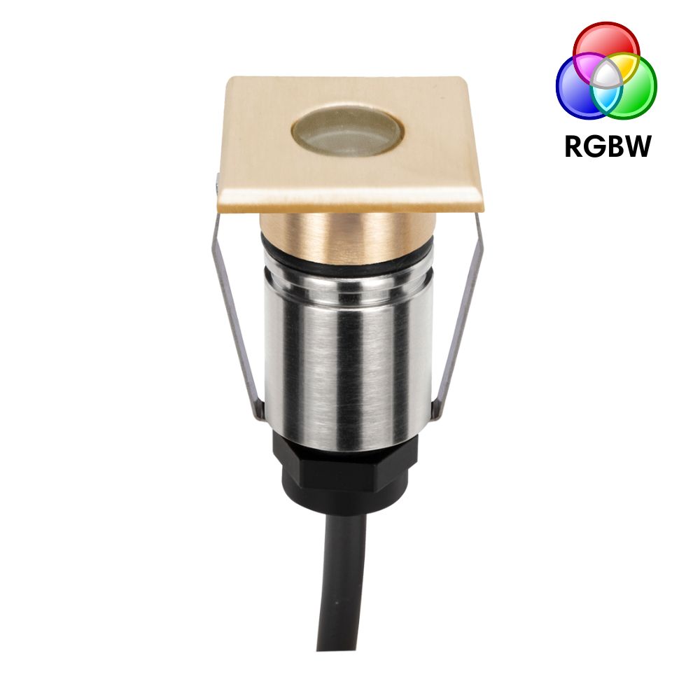 Domus EMIT-25-RGBW-BRS - 1W LED 24V DC RGBW Colour Changeable 25mm Micro Recessed Step & Inground Light IP67 Brushed Brass - DRIVER REQUIRED-Domus Lighting-Ozlighting.com.au