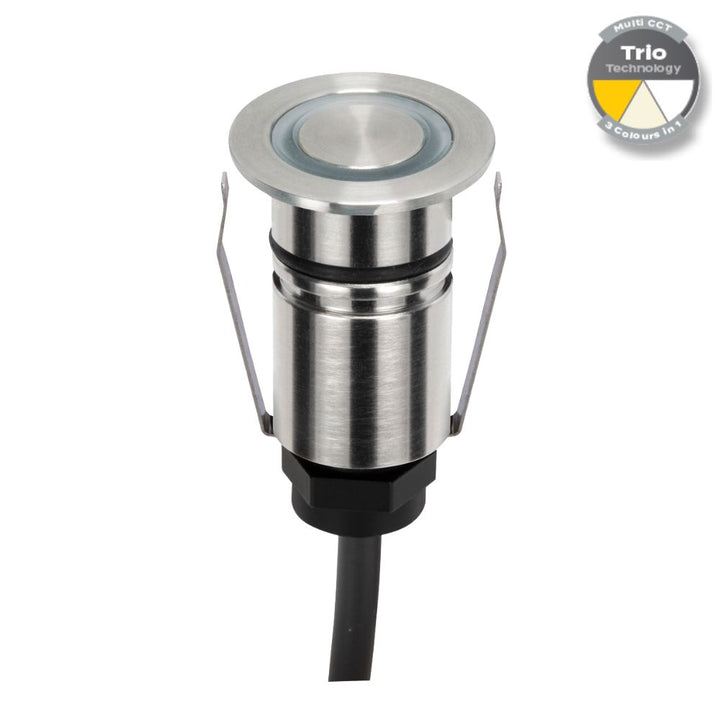 Domus EMIT-25-TRIO-STS - 1W LED 12/24V DC Tri-Colour 25mm Micro Recessed Step & Inground Light IP67 Stainless Steel - DRIVER REQUIRED-Domus Lighting-Ozlighting.com.au