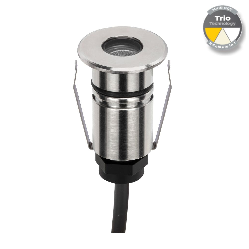 Domus EMIT-25-TRIO-STS - 1W LED 12/24V DC Tri-Colour 25mm Micro Recessed Step & Inground Light IP67 Stainless Steel - DRIVER REQUIRED-Domus Lighting-Ozlighting.com.au