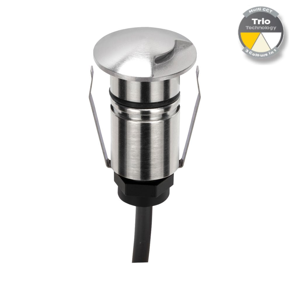 Domus EMIT-25-TRIO-STS - 1W LED 12/24V DC Tri-Colour 25mm Micro Recessed Step & Inground Light IP67 Stainless Steel - DRIVER REQUIRED-Domus Lighting-Ozlighting.com.au