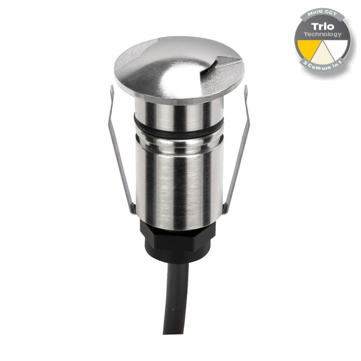 Domus EMIT-25-TRIO-STS - 1W LED 12/24V DC Tri-Colour 25mm Micro Recessed Step & Inground Light IP67 Stainless Steel - DRIVER REQUIRED-Domus Lighting-Ozlighting.com.au