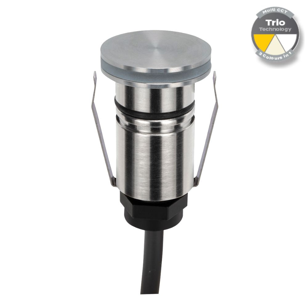 Domus EMIT-25-TRIO-STS - 1W LED 12/24V DC Tri-Colour 25mm Micro Recessed Step & Inground Light IP67 Stainless Steel - DRIVER REQUIRED-Domus Lighting-Ozlighting.com.au