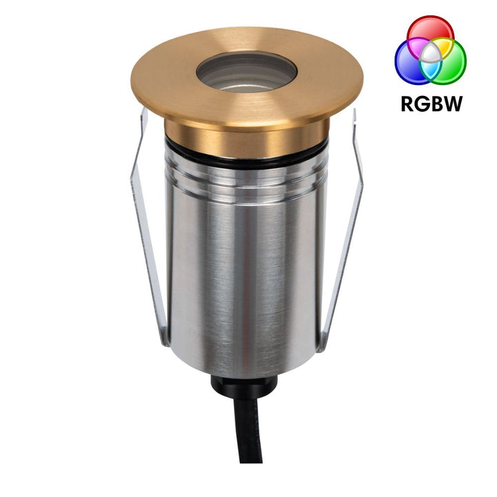 Domus EMIT-55-RGBW-BRS - 2.5W LED 24V DC RGBW Colour Changeable 55mm Mini Recessed Step & Inground Light IP67 Brushed Brass - DRIVER REQUIRED-Domus Lighting-Ozlighting.com.au