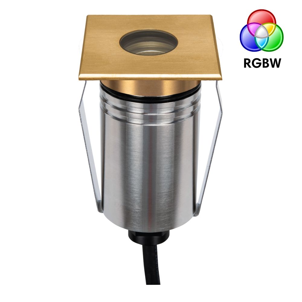 Domus EMIT-55-RGBW-BRS - 2.5W LED 24V DC RGBW Colour Changeable 55mm Mini Recessed Step & Inground Light IP67 Brushed Brass - DRIVER REQUIRED-Domus Lighting-Ozlighting.com.au