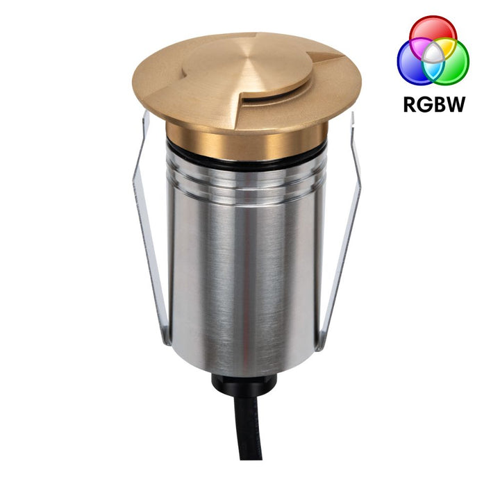 Domus EMIT-55-RGBW-BRS - 2.5W LED 24V DC RGBW Colour Changeable 55mm Mini Recessed Step & Inground Light IP67 Brushed Brass - DRIVER REQUIRED-Domus Lighting-Ozlighting.com.au