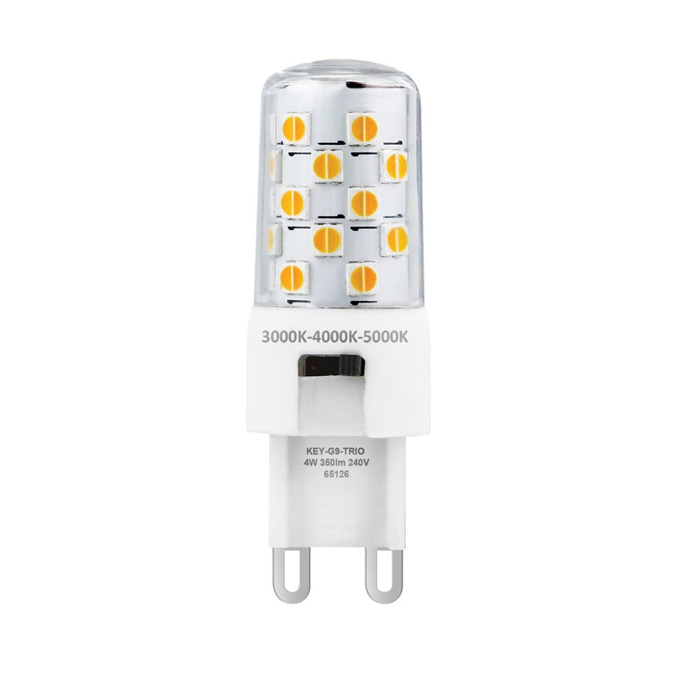 Domus KEY-G9-TRIO - 4W LED Tri-colour CRI90 Dimmable G9 Shape Clear PC Globe-Domus Lighting-Ozlighting.com.au