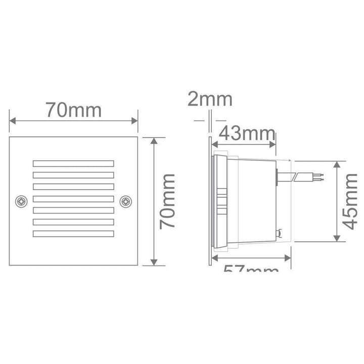 Domus LED-833 - Mini Square 0.8W Recessed LED Steplight IP54 4500K - Grille Cover-Domus Lighting-Ozlighting.com.au