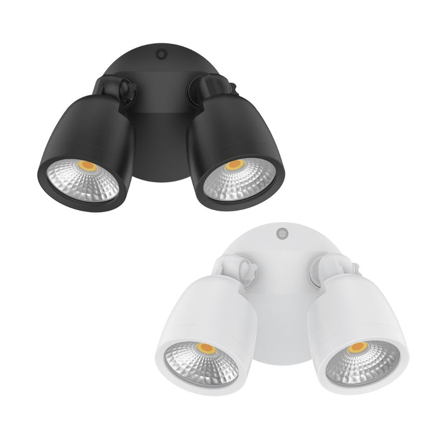 Domus MURO-ECO-20 - 20W LED Tri-Colour Twin Head Exterior Polycarbonate Coastal Spotlight IP65-Domus Lighting-Ozlighting.com.au