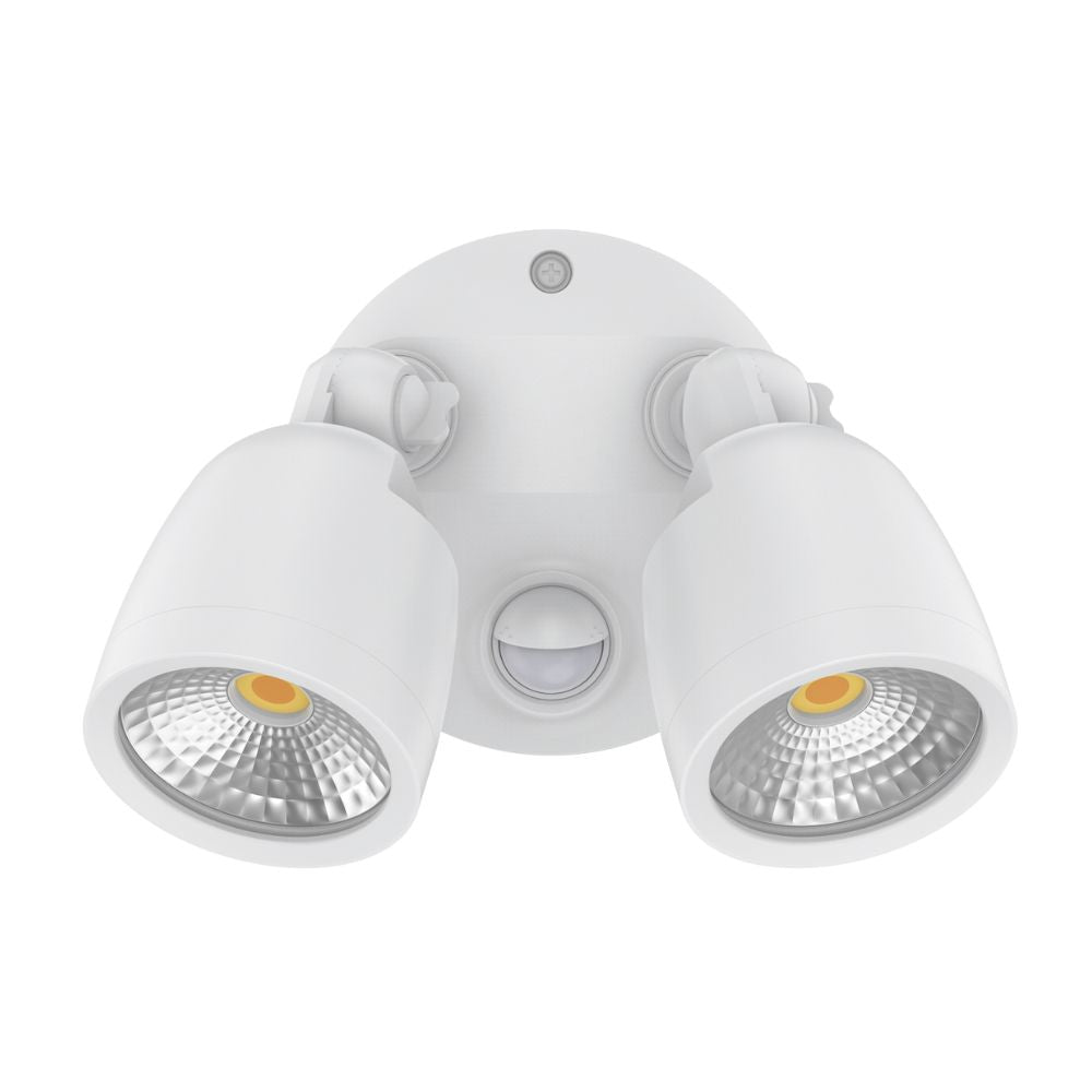 Domus MURO-ECO-20S - 20W LED Tri-Colour Twin Head Exterior Polycarbonate Coastal Spotlight With Slimline Sensor IP65-Domus Lighting-Ozlighting.com.au