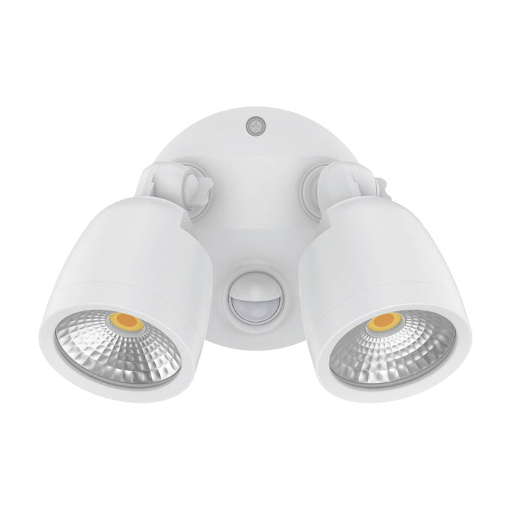 Domus MURO-ECO-20S - 20W LED Tri-Colour Twin Head Exterior Polycarbonate Coastal Spotlight With Slimline Sensor IP65-Domus Lighting-Ozlighting.com.au