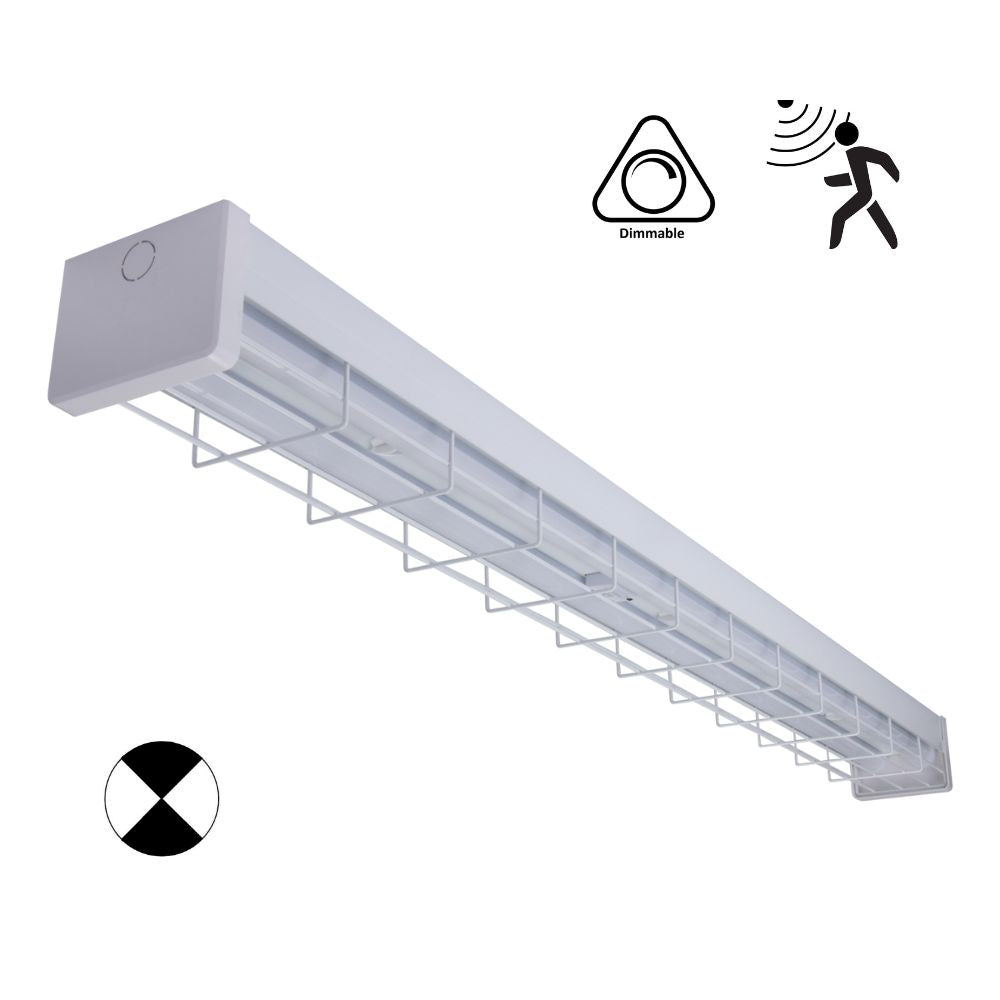 Domus PARK-120-WG-EM - 15W/30W LED Tri-Colour Wide Body Wire Guard 1200mm Emergency Batten with Optional Sensor-Domus Lighting-Ozlighting.com.au