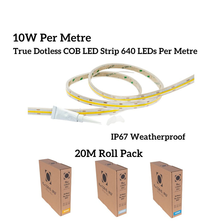 Domus PLEX-COB-10-IP67-20M - 20M Roll Pack 10W LED Per Metre 640LED True Dotless Striplight IP67 24V - DRIVER REQUIRED-Domus Lighting-Ozlighting.com.au