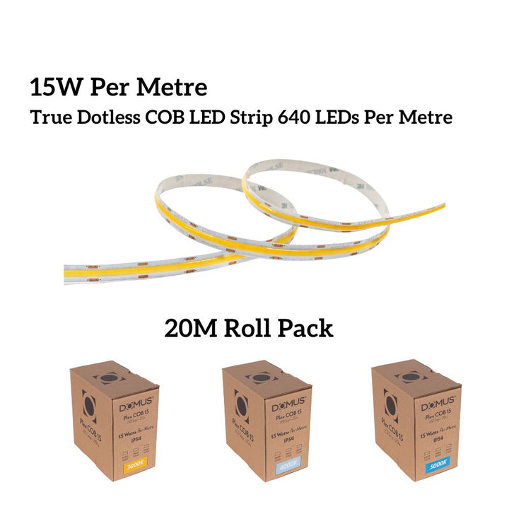 Domus PLEX-COB-15-20M - 20M Roll Pack 15W LED Per Metre 640LED True Dotless Striplight IP54 24V - DRIVER REQUIRED-Domus Lighting-Ozlighting.com.au