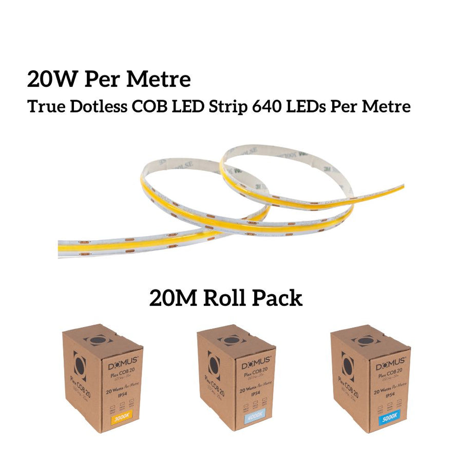 Domus PLEX-COB-20-20M - 20M Roll Pack 20W LED Per Metre 640LED True Dotless Striplight IP54 24V - DRIVER REQUIRED-Domus Lighting-Ozlighting.com.au