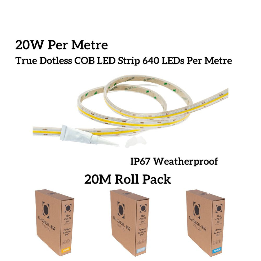 Domus PLEX-COB-20-IP67-20M - 20M Roll Pack 20W LED Per Metre 640LED True Dotless Striplight IP67 24V - DRIVER REQUIRED-Domus Lighting-Ozlighting.com.au