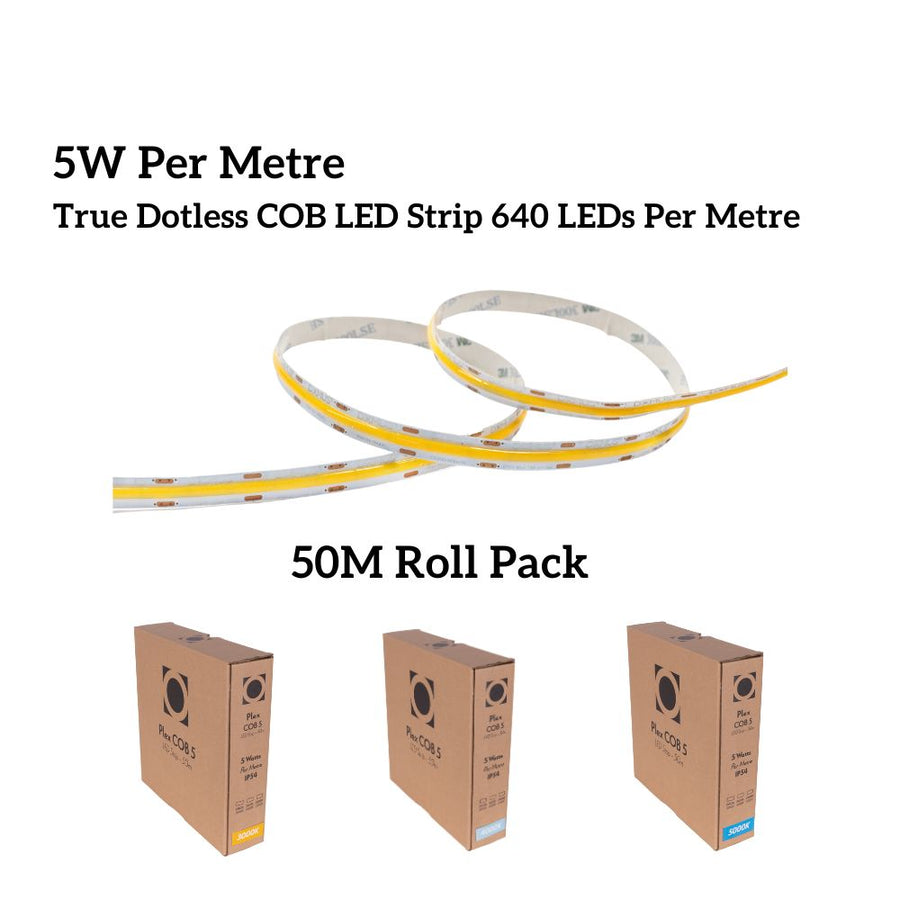 Domus PLEX-COB-5-50M - 50M Roll Pack 5W LED Per Metre 640LED True Dotless Striplight IP54 24V - DRIVER REQUIRED-Domus Lighting-Ozlighting.com.au