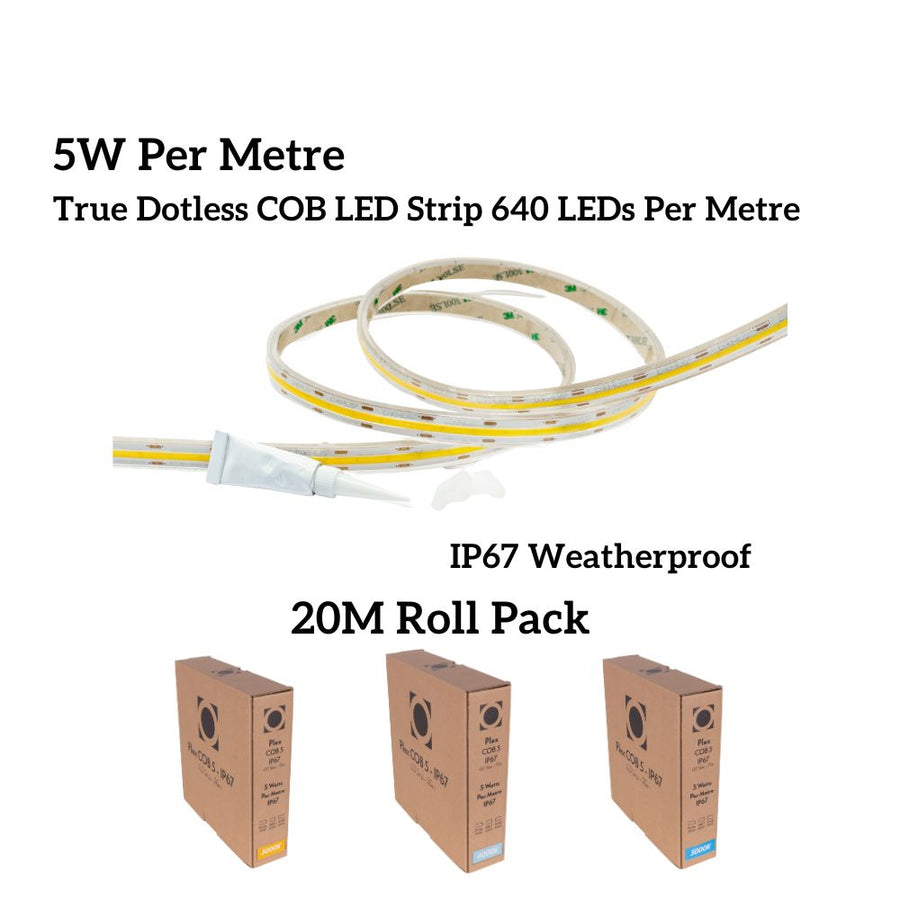 Domus PLEX-COB-5-IP67-20M - 20M Roll Pack 5W LED Per Metre 640LED True Dotless Striplight IP67 24V - DRIVER REQUIRED-Domus Lighting-Ozlighting.com.au