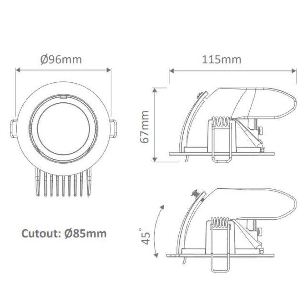 Domus SCOOP-13 - 13W LED Dimmable Scoop Adjustable Downlight Black - 3000K/4000K/5000K-Domus Lighting-Ozlighting.com.au