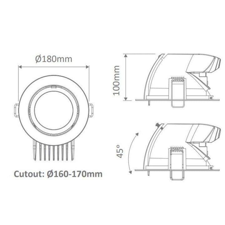 Domus SCOOP-25 - 25W LED Dimmable Scoop Adjustable Downlight - 5000K-Domus Lighting-Ozlighting.com.au