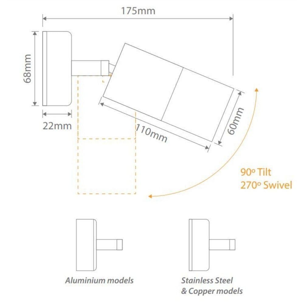 Domus SHADOW-1-ADJ - 6W 3-CCT GU10 Exterior Adjustable LED Spotlight IP65-Domus Lighting-Ozlighting.com.au