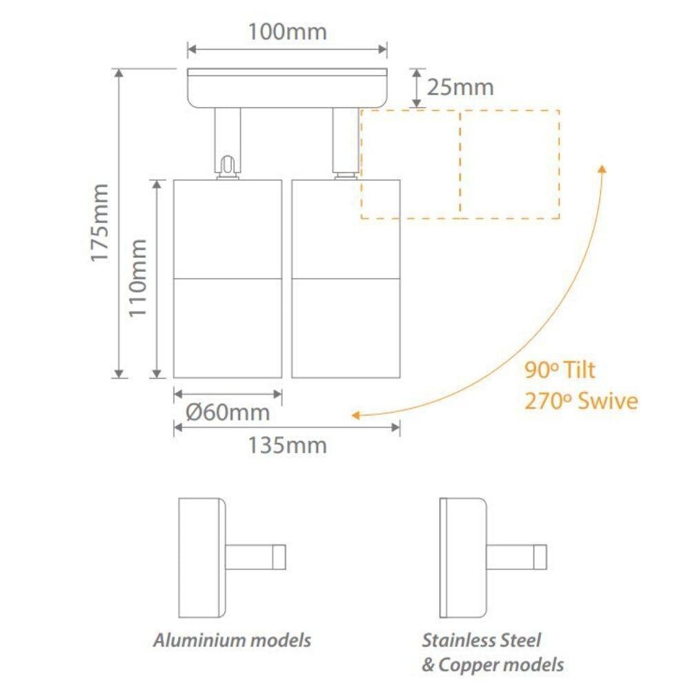 Domus SHADOW-2-ADJ - 2x6W 3-CCT GU10 Exterior Adjustable LED Spotlight IP65-Domus Lighting-Ozlighting.com.au