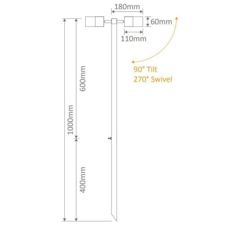 Domus SHADOW-2-PTH - 2 x 6W 3-CCT 12V Exterior LED Garden Path Spike Light - DRIVER REQUIRED-Domus Lighting-Ozlighting.com.au