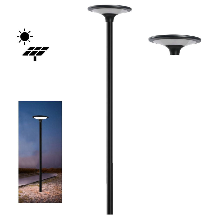 Domus SUNSOLAR-1-KIT - Solar Powered 20W LED 2-CCT Dual Colour High Output Post Top Garden Area Light And 2M Post IP65-Domus Lighting-Ozlighting.com.au