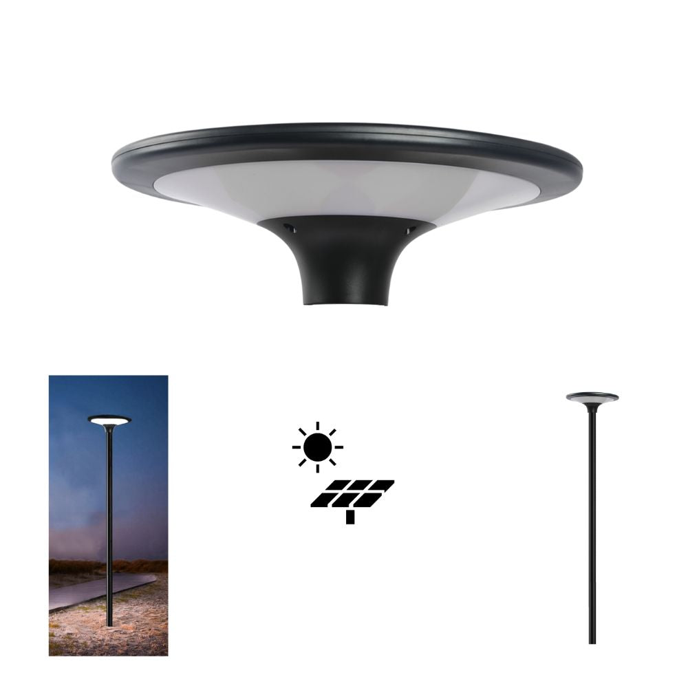 Domus SUNSOLAR-1 - Solar Powered 20W LED 2-CCT Dual Colour High Output Post Top Area Light Bollard Garden Head Only IP65-Domus Lighting-Ozlighting.com.au