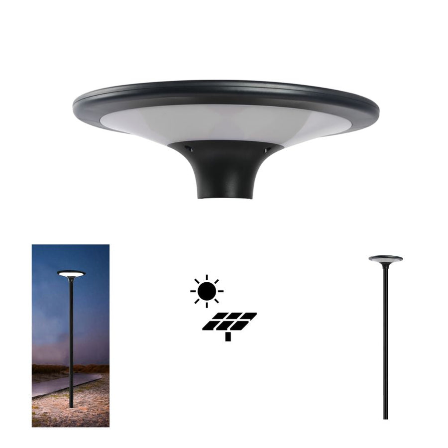 Domus SUNSOLAR-1 - Solar Powered 20W LED 2-CCT Dual Colour High Output Post Top Area Light Bollard Garden Head Only IP65-Domus Lighting-Ozlighting.com.au