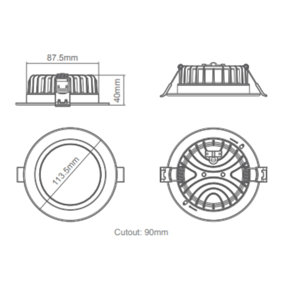 Domus TACK-8 - 8W LED Tri-Colour Dimmable Deep Face Downlight IP44-Domus Lighting-Ozlighting.com.au