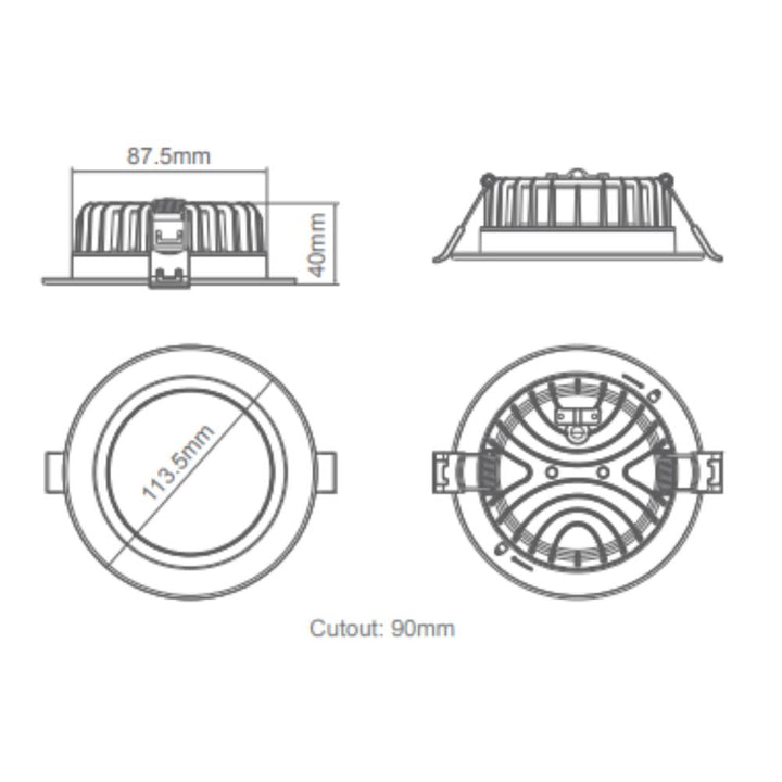 Domus TACK-8 - 8W LED Tri-Colour Dimmable Deep Face Downlight IP44-Domus Lighting-Ozlighting.com.au