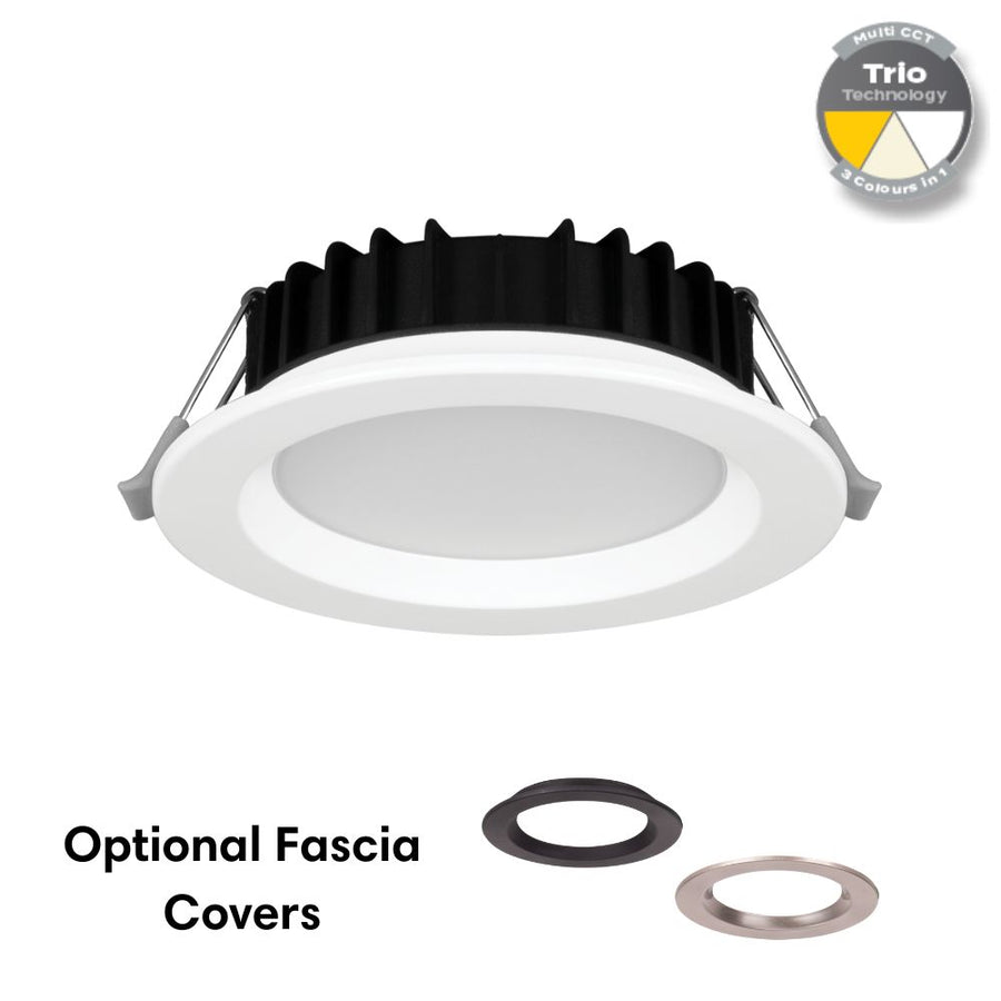 Domus TACK-8 - 8W LED Tri-Colour Dimmable Deep Face Downlight IP44-Domus Lighting-Ozlighting.com.au