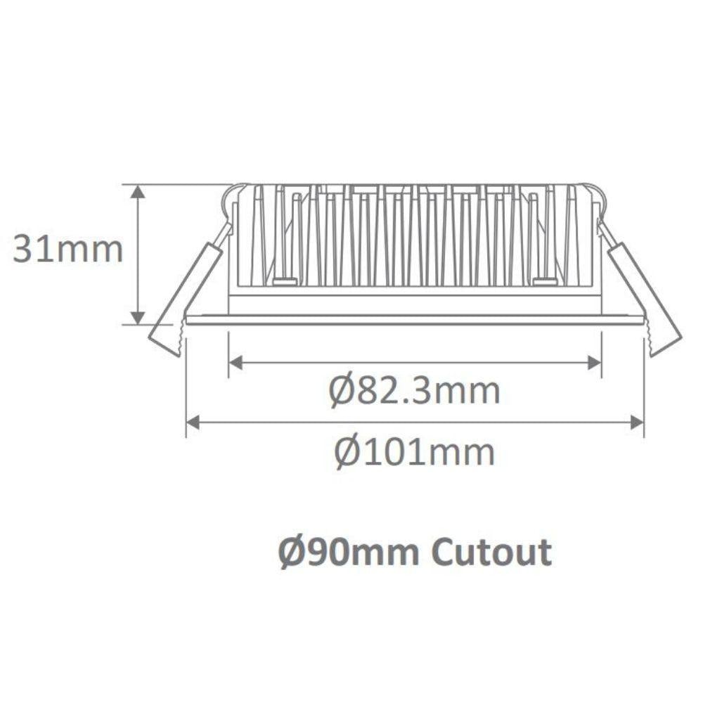 Domus TEK-10-TRIO - 10W LED Tri-Colour Dimmable Round Flat Face Downlight IP44 Black-Domus Lighting-Ozlighting.com.au