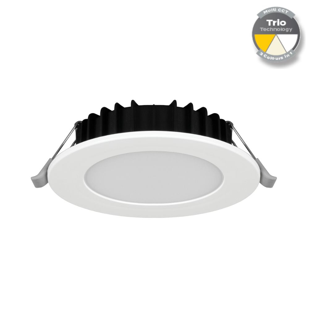 Domus TICK-8 - 8W LED Tri-Colour Dimmable Flat Face Downlight IP44-Domus Lighting-Ozlighting.com.au