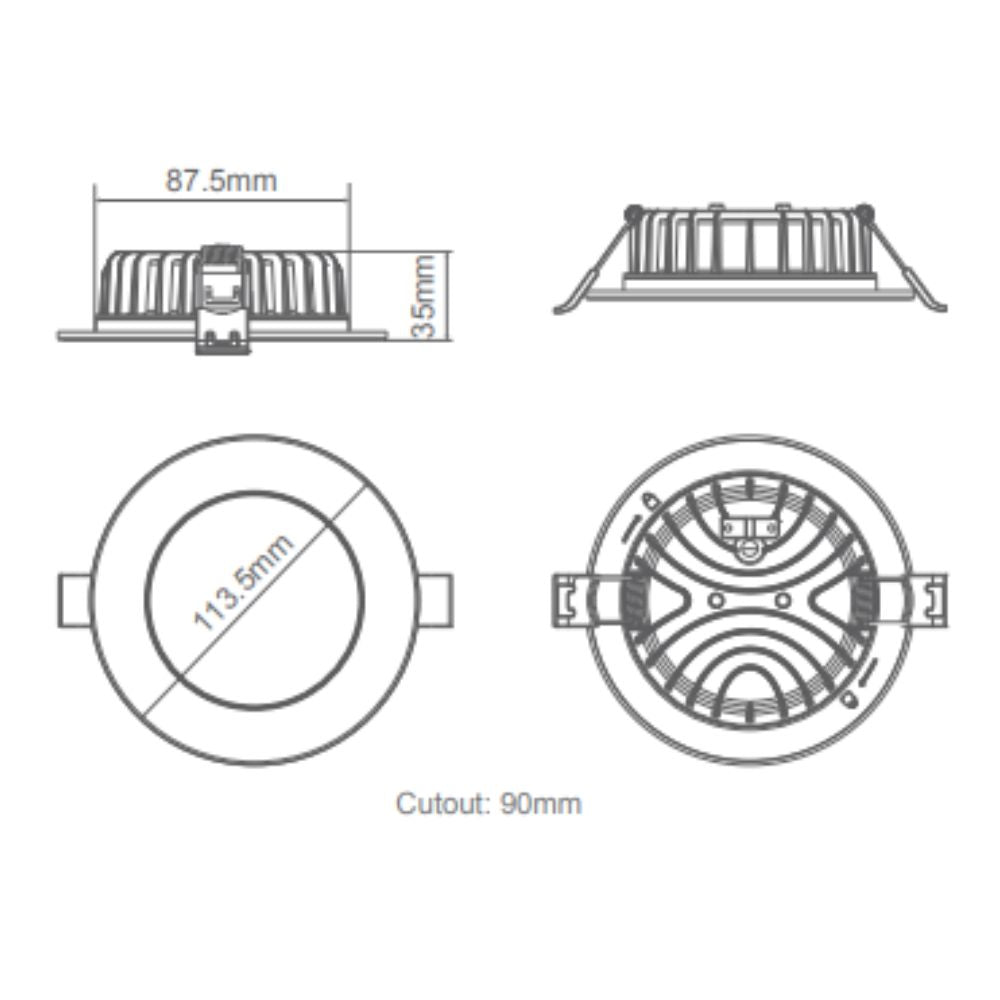 Domus TICK-8 - 8W LED Tri-Colour Dimmable Flat Face Downlight IP44-Domus Lighting-Ozlighting.com.au