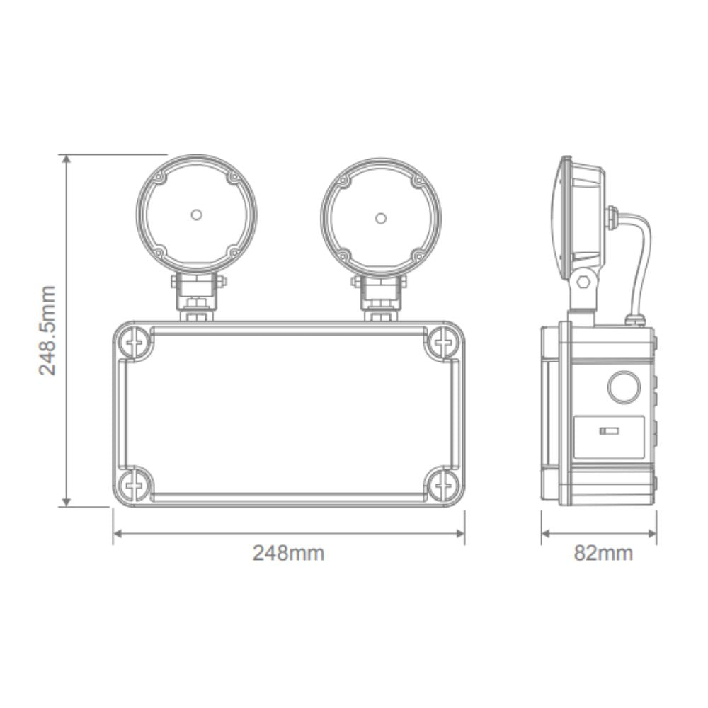 Domus TWIN-SPOT-EM - 5W LED Twinspot Emergency Wall Light IP65-Domus Lighting-Ozlighting.com.au