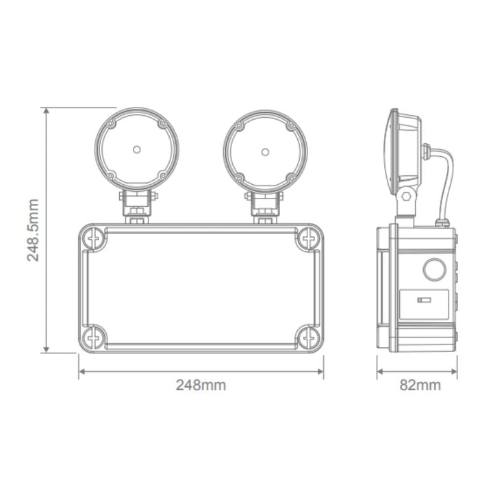 Domus TWIN-SPOT-EM - 5W LED Twinspot Emergency Wall Light IP65-Domus Lighting-Ozlighting.com.au