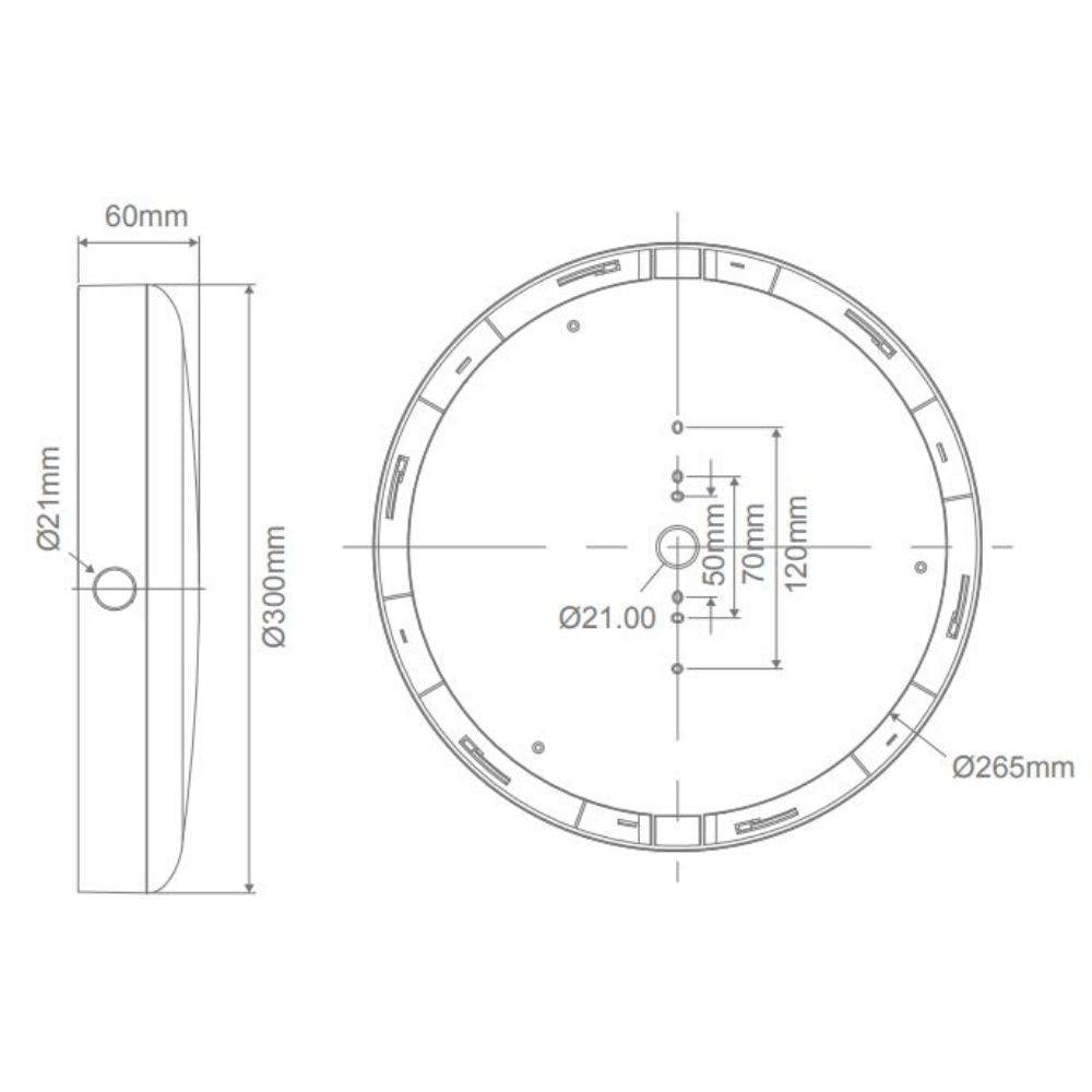 Domus VERSA-300 - 15W/18W/25W LED 3-CCT Colour & Power Switchable Bunker Ceiling/Wall Light IP65-Domus Lighting-Ozlighting.com.au