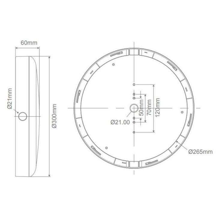 Domus VERSA-300 - 15W/18W/25W LED 3-CCT Colour & Power Switchable Bunker Ceiling/Wall Light IP65-Domus Lighting-Ozlighting.com.au